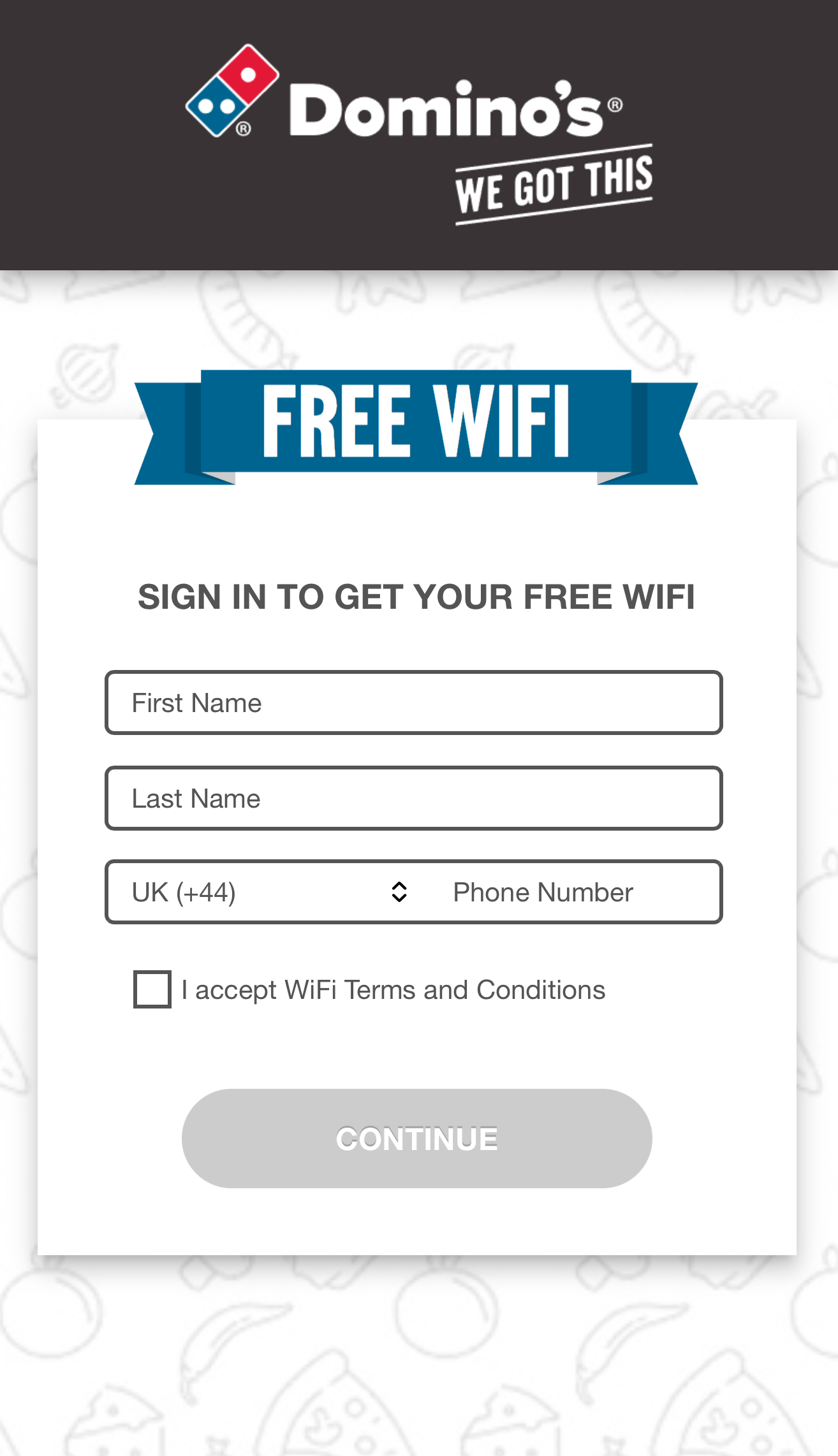 Domino's splash page